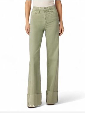 Joe's Jeans The Mia High Rise Wide Leg Cuffed Khaki Green Jeans